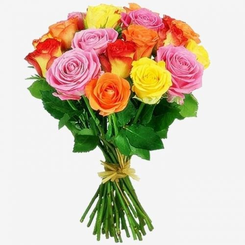 Купить 15 разноцветных роз с доставкой по Ветлуге